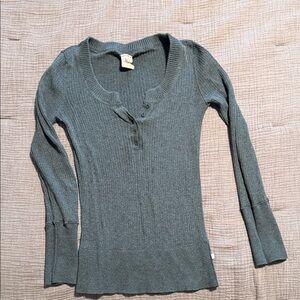 GAP Charcoal Long Sleeve Ribbed Top
